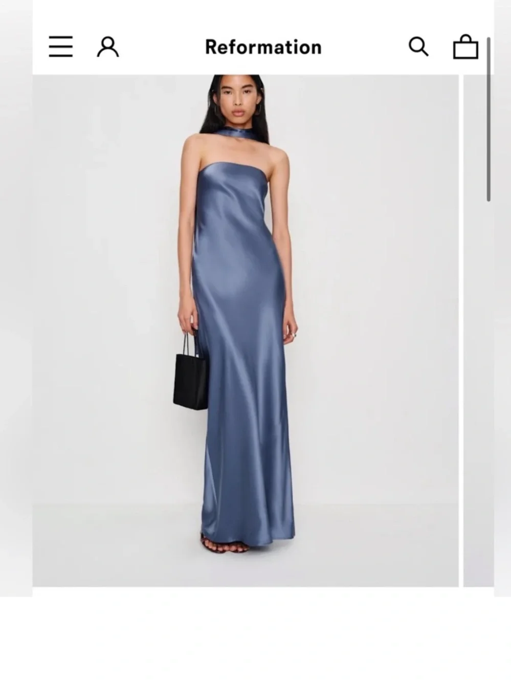 NWT REFORMATION OREN SILK DRESS, CORNFLOWER XS - Picture 3 of 10